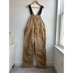 Vintage Carhartt 42x30 Brown Duck Bib Overall Insulated R02 BRN Double Knee USA